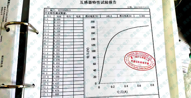 電壓互感器勵磁特性測試數據